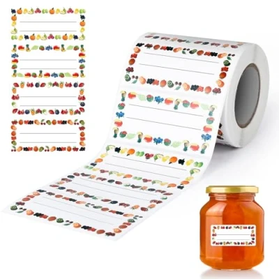 Abbildung von AiQInu 500 Stück Marmeladen Etiketten Selbstklebend, Zum Beschriften, Klebeetiketten Marmelade Für Marmeladengläser Flaschen Gewürzgläser