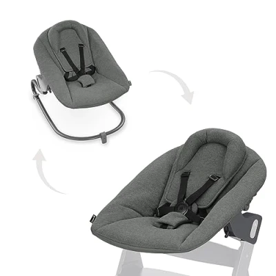 Abbildung von Hauck Babywippe Alpha Bouncer Premium, Dark Grey, für Neugeborene mit Wippgestell, Hochstuhl Alpha+ und Beta+