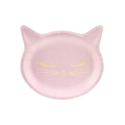 Abbildung von partydeco Einweggeschirr Set, Pappteller Kätzchen 22x20cm rosa 6er Set