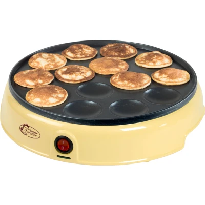 Abbildung von bestron Poffertjes Maker APFM700SD Sweet Dreams, 800 W, im Retro Design, Mini Pfannkuchen Automat, Antihaftbeschichtung