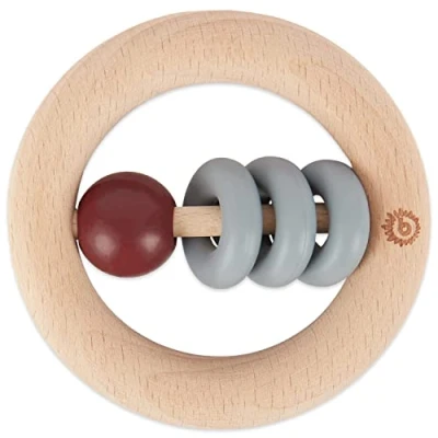 Abbildung von Bieco Beißring Holz Baby ab 0 Monate, Ø 8 cm Zahnungshilfe Greifling Beissring Für Zum Zahnen Motorikspielzeug