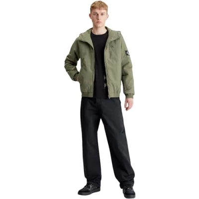 Abbildung von Calvin Klein Jeans Hooded Padded Harrington Übergangsjacke, Herren, Größe: Medium, Dusty olive
