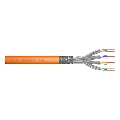 Abbildung von DIGITUS 500 m Cat 7 Netzwerkkabel S FTP (PiMF) Simplex BauPVO Cca LSZH Halogenfrei 1200 MHz Kupfer AWG 23/1 PoE+ Kompatibel LAN Kabel Verlegekabel Ethernet Orange