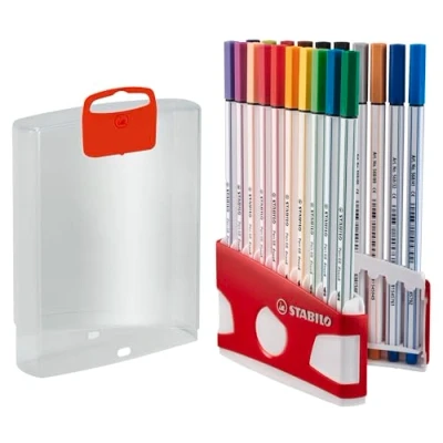 Abbildung von Premium Filzstift mit Pinselspitze für variable Strichstärken STABILO Pen 68 brush ColorParade 20er Tischset 20 verschiedenen Farben