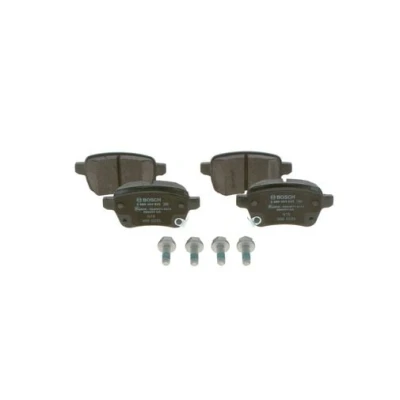 Abbildung von BOSCH 0 986 494 825 Bremsbelagsatz Low Metallic mit akustischer Verschleißwarnung Anti Quietsch Blech, Schrauben Zubehör