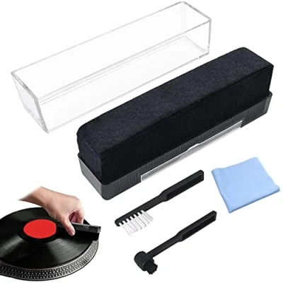 Abbildung von Libershine Antistatic Velvety Reinigungskissen, Soft Brush Antistatik Schallplattenbürste, Stylus Bürste mit Vinyl Reinigungstuch Set, Samtpolster für Platte,