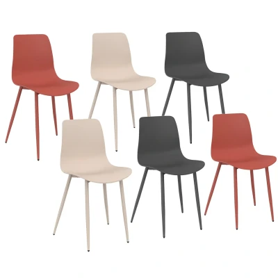 Abbildung von Set aus 6 Stühlen mix color dunkelgrau x2, terracotta beige x2 Metallbeine IDMarket