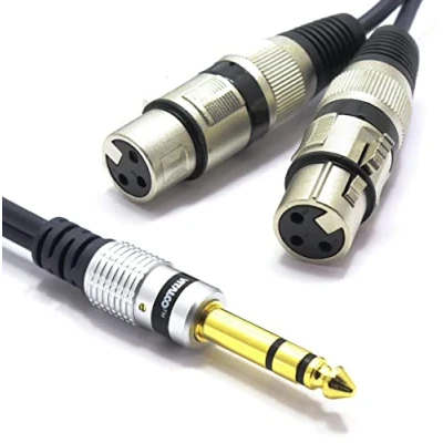 Abbildung von VITALCO 2x XLR Buchse auf Stereo Klinke Kabel 3m Mikrofonkabel 3 Polig Weiblich 6,3 TRS Klinkenstecker Adapter