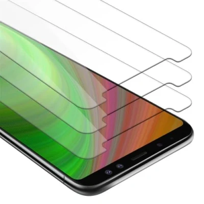 Abbildung von Cadorabo 3X Panzer Schutz Glas für Samsung Galaxy A8 2018 3 Stück Schutzfolie in Ultra Klar Hüllen freundlich Gehärtetes (Tempered) Dipslayschutz Folie 9H Härte Anti Kratzer