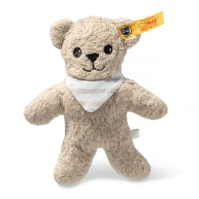 Abbildung von Steiff Greifspielzeug Noah Knister Teddybär mit Rassel, GOTS organic, zertifiziert durch BCS 35014