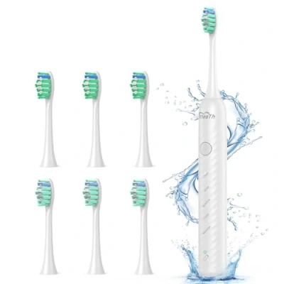 Abbildung von YteaTh Elektrische Zahnbürste Schallzahnbürste Eine Ladung für 180 Tage Elektrisch, Shcall Electric Toothbrush Mit 6 Ersatzbürsten, 5 Putzmodi, Timer (Weiss)