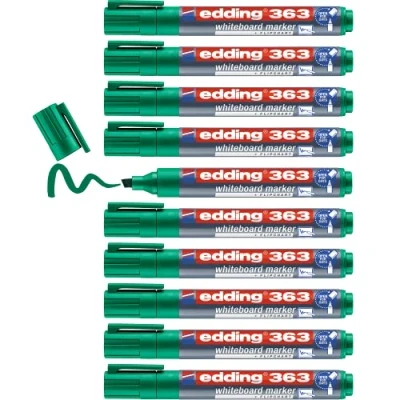 Abbildung von edding 363 Whiteboardmarker grün 10 Whiteboard Stifte Keilspitze 1 5 mm Boardmarker abwischbar für Whiteboard, Flipchart, Magnettafel, Pinnwand, Memoboard Sketchnotes nachfüllbar