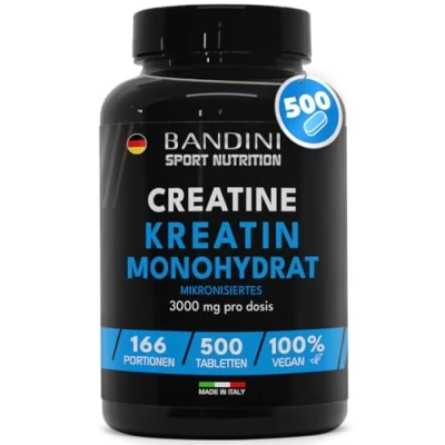 Abbildung von Bandini® Creatin Monohydrat 500 Tabletten Training, Sport, Fitness 5 Monate Vorrat Alternative zu Kreatin Kapseln &amp; Pulver Pre Intra Workout Halal Vegan, Mesh Faktor 200