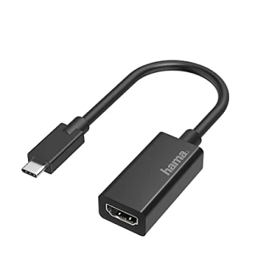 Abbildung von Hama USB C auf HDMI Adapter, 4K Ultra HD 30 Hz (USB Adapter zum Anschluss von PC, Laptop, MacBook, Tablet, iPad an Monitor, TV, Beamer, kompatibel mit Thunderbolt 3, 4, edles Gehäuse), schwarz