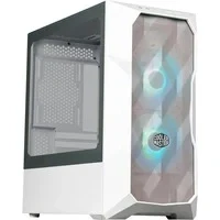Abbildung von Cooler Master TD300 Mesh White PC Gehäuse Mini Tower für Micro ATX &amp; ITX , hohen Luftstrom, 2 x 120mm ARGB Lüfter, Seitenwand aus gehärtetem Glas, abnehmbarer Deckel, ARGB/PWM Hub