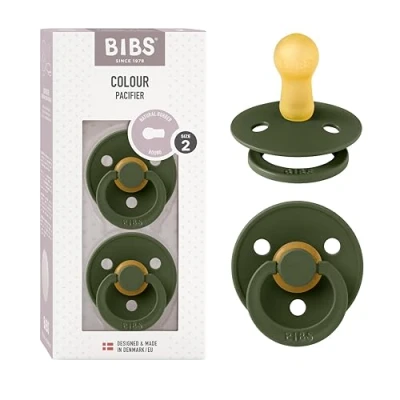 Abbildung von BIBS Colour Schnuller 2er Pack, BPA frei, Kirschform Nippel. Naturkautschuk/Latex, Hergestellt in Dänemark, Größe 2 (6 18 Monate), Hunter Green