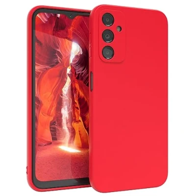 Abbildung von EAZY CASE Schutzhülle Farbig kompatibel mit Samsung Galaxy A14 5G Ultra robust, Flexibles Silikon (Federlicht und Dünn), Stoßfeste Schlank Kratzfest, Kabelloses Laden in Rot