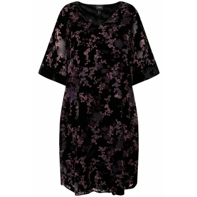 Abbildung von Ulla Popken Vausschnitt 3/4ARM Freizeitkleid, Damen, Größe: 50/52, Marine