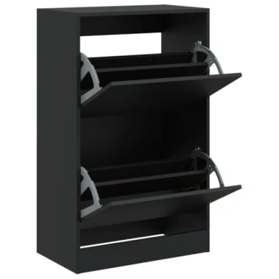 Abbildung von vidaXL Schuhschrank Schwarz 60x34x96,5 cm Holzwerkstoff