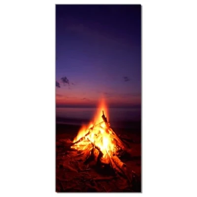 Abbildung von Wallario Selbstklebende Türtapete Lagerfeuer am Strand Türposter 93 x 205 cm Abwischbar, rückstandsfrei zu entfernen