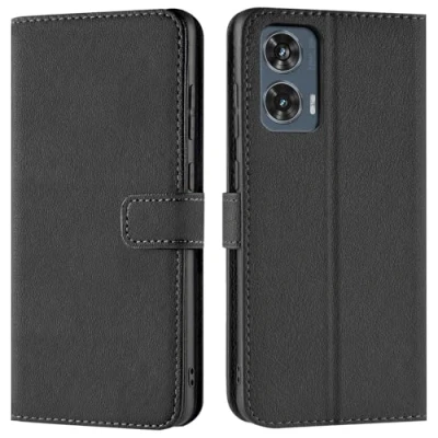 Abbildung von Verco Handyhülle für Motorola Edge 50 Fusion Hülle, Bookcase Tasche Flipcover Case [Kartenfächer/Aufstellfunktion], Schwarz