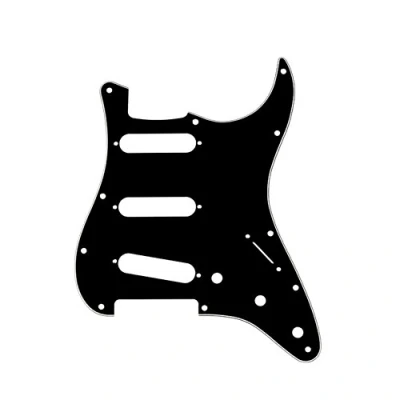 Abbildung von Musiclily 11 Löcher SSS Strat Schlagbrett Gitarre Pickguard für Fender American/Mexican Standard Stratocaster Modern Style E Gitarre,3 lagig Schwarz
