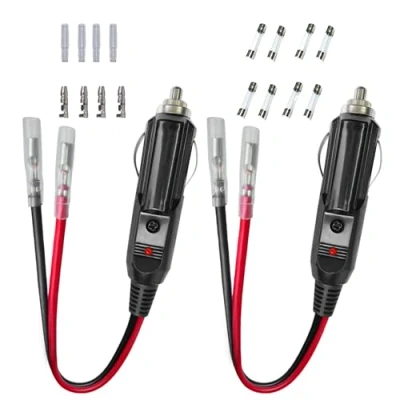 Abbildung von Dongge Auto Ersatzstecker für Zigarettenanzünder 12 V / 24 KFZ Schiff DIY Netzkabel Der Stecker Wird mit Ersatzsicherung und Klemmen Kit geliefert 2 Stück Set