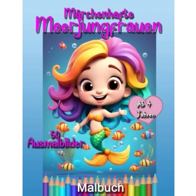 Abbildung von Malbuch Märchenhafte Meerjungfrauen Lasst uns malen! 50 Ausmalbilder für Kinder ab 4 Jahren Geschenk Kinder: Zauberhafte Nixen ... Tolles zum Schulbeginn