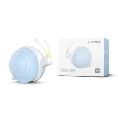 Abbildung von Cheerble Interaktives Katzenspielzeug mit LED Leuchten, Wicked Snail, Elektrisches Spielzeug für Katzen, DC Aufladbares, Bewegliches Katzenspielzeug, Geschenke Kätzchen, Blau
