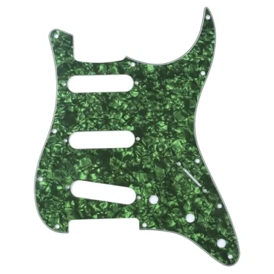 Abbildung von Musiclily 11 Löcher SSS Strat Pickguard Gitarre Schlagbrett für Fender American/Mexican Standard Stratocaster Modern Style E Gitarre,4 lagig Green Pearl