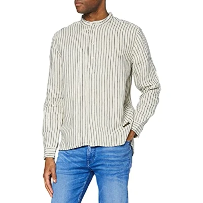 Abbildung von Kings of Indigo Herren Andrew Freizeithemd, Beige (Beige Stripe 7301), 46 (Herstellergröße: XL)