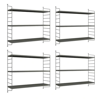 Abbildung von [en.casa] Modulares Wandregal Strängnäs 4er Set Metallregal Anthrazitgrau Hängeregal mit 3 Regalböden Badregal Küchenwandregal Wandablage Wohnzimmer