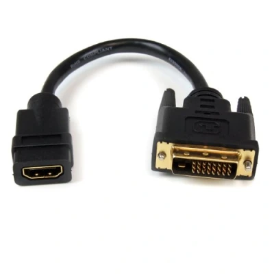 Abbildung von StarTech.com HDMI® auf DVI Adapter 20cm D (25 pin) (Stecker) zu HDMI (19 (Buchse) Monitor Dongle Adapterkabel