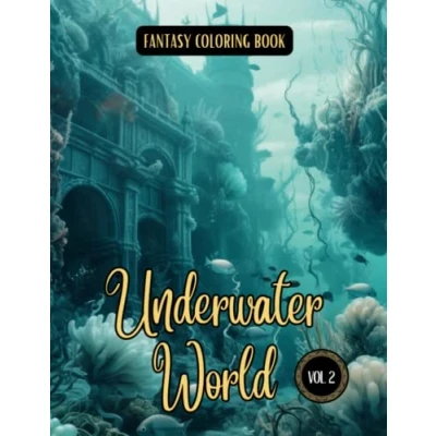 Abbildung von Fantasy Coloring Book Underwater World Vol. 2: for Adults and Teens Black Line Grayscale Scenes Relaxation Stress Relief