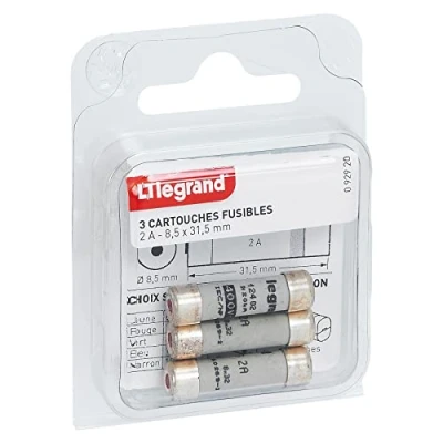 Abbildung von Legrand leg92920 Kartusche Sicherungen 2 A/8,5 x 31,5 mm/Set von 3