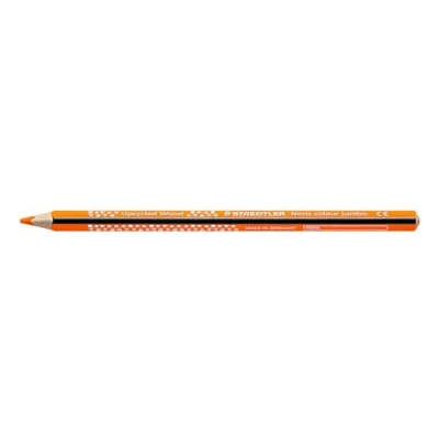 Abbildung von STAEDTLER Buntstifte Noris colour jumbo, ergonomische Dreikantform, bruchsichere und weiche Mine, Made from Upcycled Wood, intensiver Farbabstrich, 12 orange im Kartonetui, 188 4