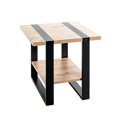 Abbildung von HAKU Möbel Beistelltisch Eiche, schwarz, Metall, Spanplatte Maße: B 45 cm x H T cm, Style: Modern