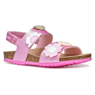 Abbildung von Geox Adriel GIRL Riemensandalette für Kinder, Größe: 25, Dark pink/light yellow Schuhe