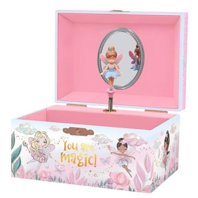 Abbildung von Giggle &amp; Honey Musikalische Fee Schmuckkästchen für Mädchen Kinder Musik Box mit und Spiegel, Geburtstagsgeschenke Mädchen, Schmuck Boxen Altersgruppen 310 15,2 x 11,8 8,9 cm