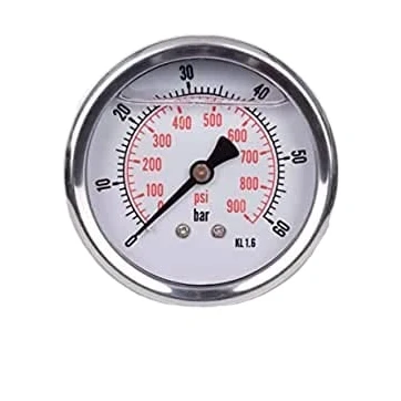 Abbildung von Manometer Glycerin axialer Anbindung Edelstahl IP65 63mm mit Rückanschluss 1/4 (0 60 bar)