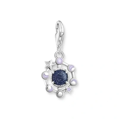 Abbildung von THOMAS SABO Damen Charm Anhänger Mondphasen mit imitiertem Sandstein Silber geschwärzt 925 Sterlingsilber, Geschwärzt, Kaltemail 2040 664 32