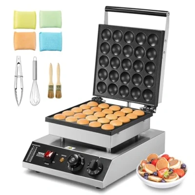 Abbildung von VEVOR Mini Pfannkuchenmaker kommerzielle Dutch Pfannkuchen Maschine, 25 Stk., 43 mm Durchmesser, Dorayaki Backmaschine, 1700 W, Temperatur und Zeitregelung, in Küchen, Cafés Restaurants
