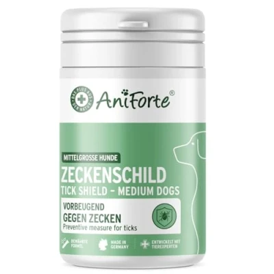 Abbildung von AniForte Zeckenschild für Hunde (Gewicht 10 35 kg) 60 Kapseln Zeckenschutz Hund, unterstützt den Schutz gegen Zecken, natürlich &amp; effektiv Junior, Adult Senior geeignet