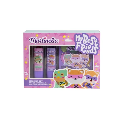 Abbildung von MARTINELIA Make up Set für Kinder Mädchen: 2 Lippenstifte + Palette mit 6 Lidschatten Applikator ohne Schadstoffe Geschenk Mädchen ab 3 Jahren