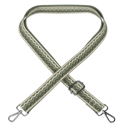 Abbildung von EAZY CASE Verstellbarer Taschengurt, Ersatz Gurt für Handtaschen, Schulterriemen Umhängetaschen, dünner Riemen Taschen und Tragetaschen, DIY Taschenband, Wellen Grün Beige Metall Silber