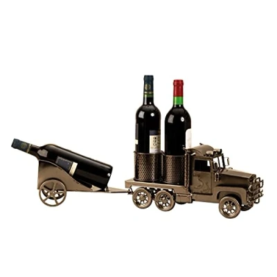Abbildung von Lifestyle &amp; More Moderner Wein Flaschenhalter Flaschenständer Truck mit Anhänger für 3 Flaschen Länge 66 cm