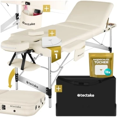 Abbildung von tectake Massageliege 3 Zonen (Set, 1 St., mit Tragetasche), Breite 70 cm, Polsterung 5 cm