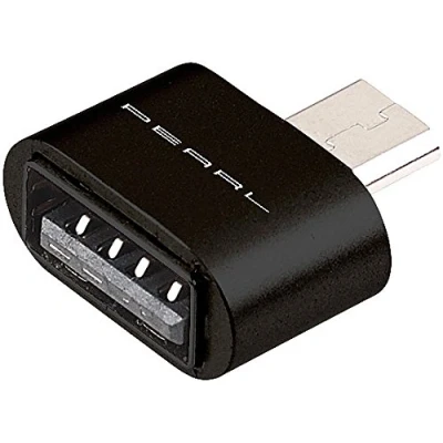 Abbildung von PEARL USB Adapter Handy: OTG mit Alu Gehäuse, Buchse auf Micro Stecker (USB Stick Adapter, Smartphone Externe Festplatte)