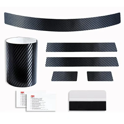 Abbildung von tuning art FS701 Ladekantenschutz Einstiegsleisten Folie passend für VW Passat B8 Kombi 2019 2023, Farbe:Carbon Look