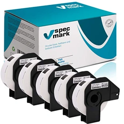 Abbildung von specmark 5 Rollen Einzeletiketten kompatibel mit Brother DK 11204 17mm x 54mm 400 Stück Etiketten für allen QL Etikettendruckern 570 700 800